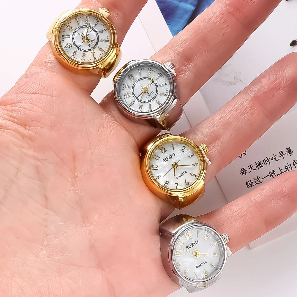 Mini-Paaruhren Für Damen Und Herren, Ringuhr, Rundes Zifferblatt, Arabische Ziffern, Analoge Quarz-Ringuhren, Damen-Fingerringuhr, Geschenk