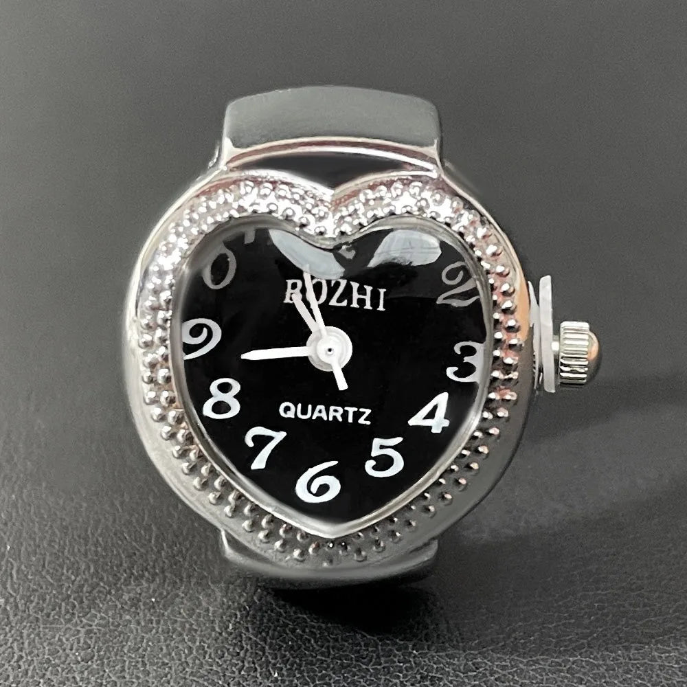 Herz-Finger-Uhr, Mini-Italienischer Charm, Verbindungsringe, Schmuck, Uhr, Römische Quarzuhr-Ringe Für Damen Und Herren