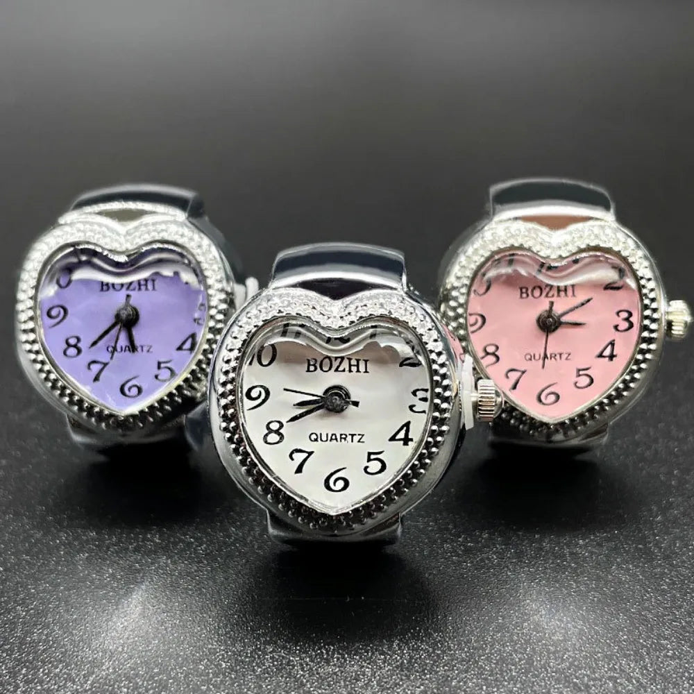 Herz-Finger-Uhr, Mini-Italienischer Charm, Verbindungsringe, Schmuck, Uhr, Römische Quarzuhr-Ringe Für Damen Und Herren