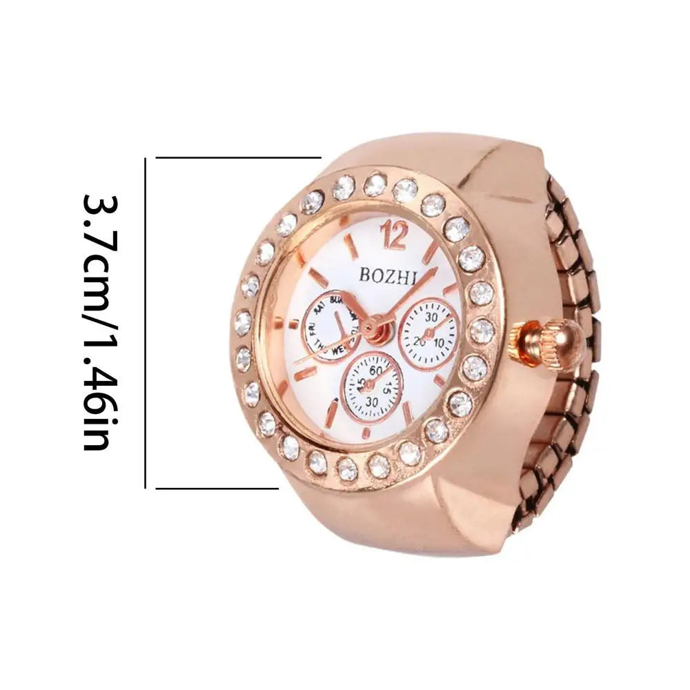 Vintage Punk Finger Watch Mini Elastic Strap Alloy Watches Couple Rings Jewelry Clock Retro Roman Quartz Watch Rings Women Men