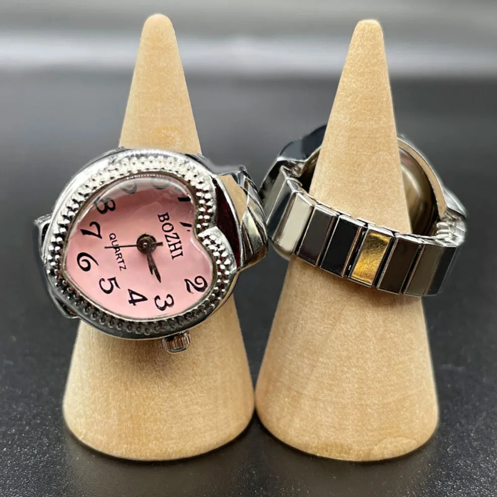 Herz-Finger-Uhr, Mini-Italienischer Charm, Verbindungsringe, Schmuck, Uhr, Römische Quarzuhr-Ringe Für Damen Und Herren