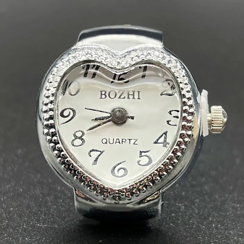 Herz-Finger-Uhr, Mini-Italienischer Charm, Verbindungsringe, Schmuck, Uhr, Römische Quarzuhr-Ringe Für Damen Und Herren