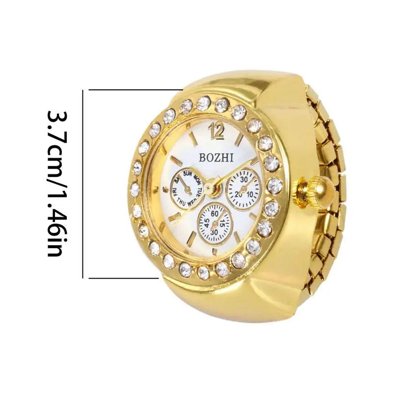 Vintage Punk Finger Watch Mini Elastic Strap Alloy Watches Couple Rings Jewelry Clock Retro Roman Quartz Watch Rings Women Men