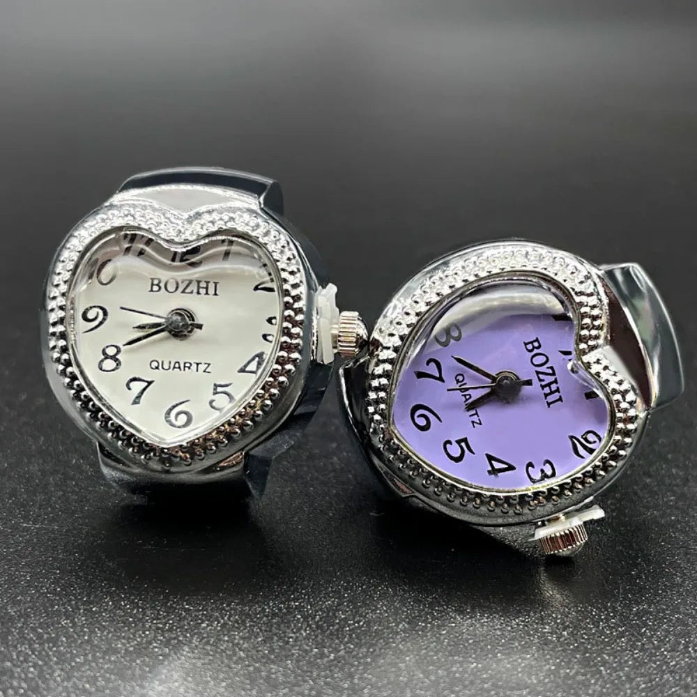 Herz-Finger-Uhr, Mini-Italienischer Charm, Verbindungsringe, Schmuck, Uhr, Römische Quarzuhr-Ringe Für Damen Und Herren