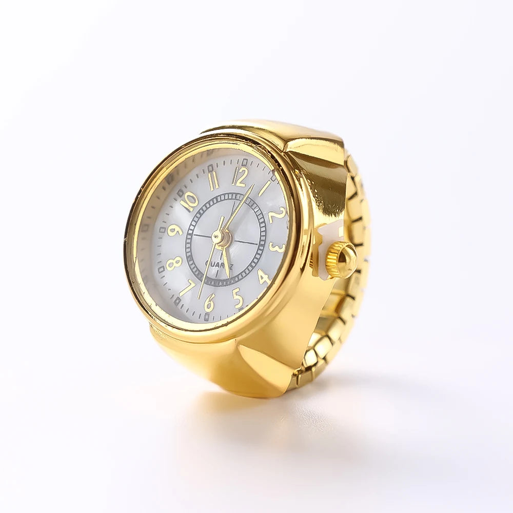 Mini-Paaruhren Für Damen Und Herren, Ringuhr, Rundes Zifferblatt, Arabische Ziffern, Analoge Quarz-Ringuhren, Damen-Fingerringuhr, Geschenk