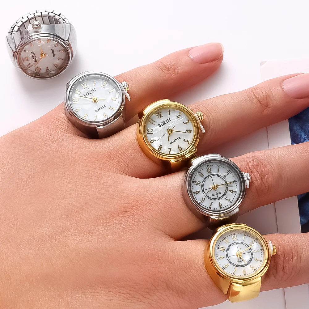 Mini-Paaruhren Für Damen Und Herren, Ringuhr, Rundes Zifferblatt, Arabische Ziffern, Analoge Quarz-Ringuhren, Damen-Fingerringuhr, Geschenk