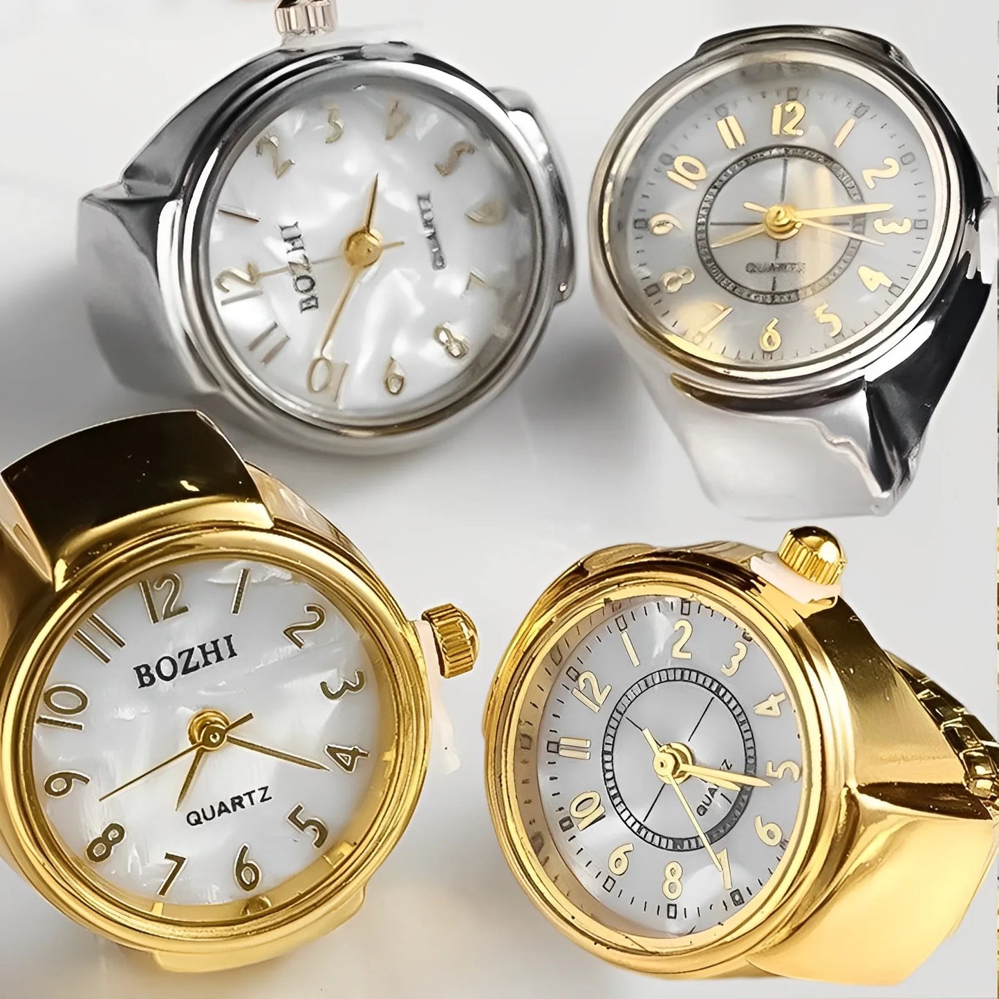 Mini-Paaruhren Für Damen Und Herren, Ringuhr, Rundes Zifferblatt, Arabische Ziffern, Analoge Quarz-Ringuhren, Damen-Fingerringuhr, Geschenk