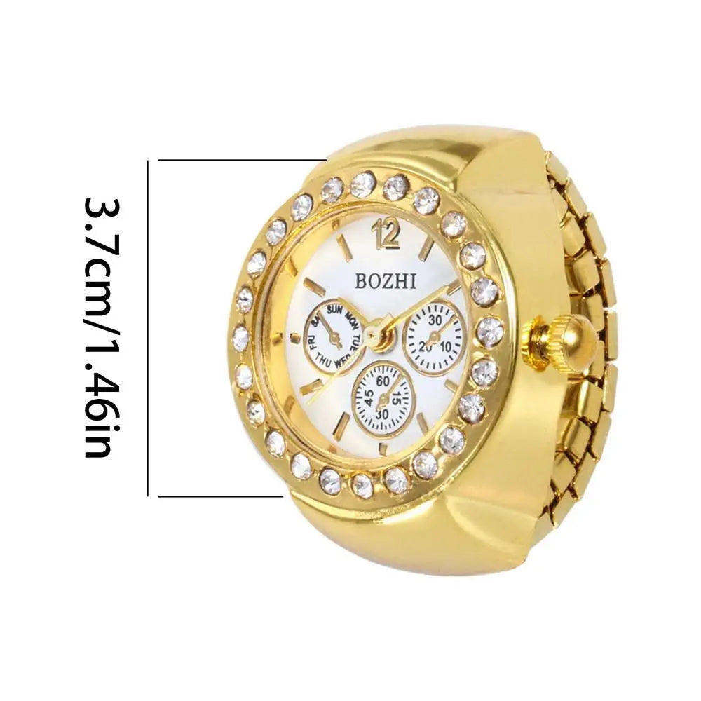 Vintage Punk Finger Watch Mini Elastic Strap Alloy Watches Couple Rings Jewelry Clock Retro Roman Quartz Watch Rings Women Men