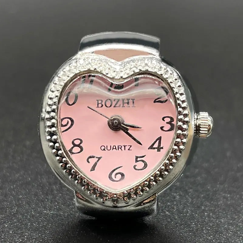 Herz-Finger-Uhr, Mini-Italienischer Charm, Verbindungsringe, Schmuck, Uhr, Römische Quarzuhr-Ringe Für Damen Und Herren