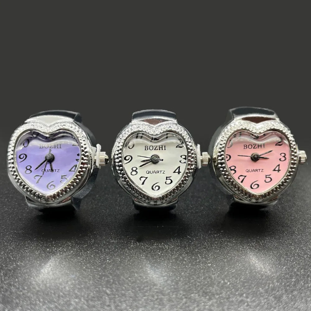 Herz-Finger-Uhr, Mini-Italienischer Charm, Verbindungsringe, Schmuck, Uhr, Römische Quarzuhr-Ringe Für Damen Und Herren