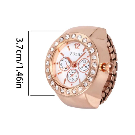 Vintage Punk Finger Watch Mini Elastic Strap Alloy Watches Couple Rings Jewelry Clock Retro Roman Quartz Watch Rings Women Men
