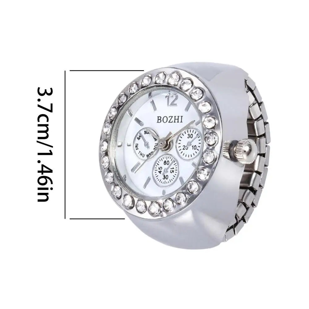 Vintage Punk Finger Watch Mini Elastic Strap Alloy Watches Couple Rings Jewelry Clock Retro Roman Quartz Watch Rings Women Men